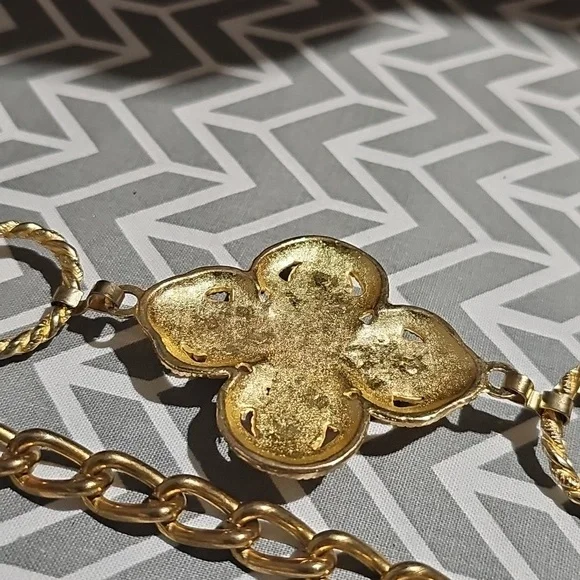 Vintage Gold Chain Statement Belt with Black Cabochon Medallions | Adjustable 41 - Picture 5 of 5